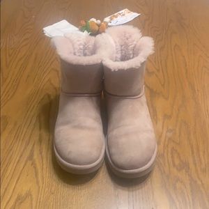 Pink UGG Bailey bow boots used